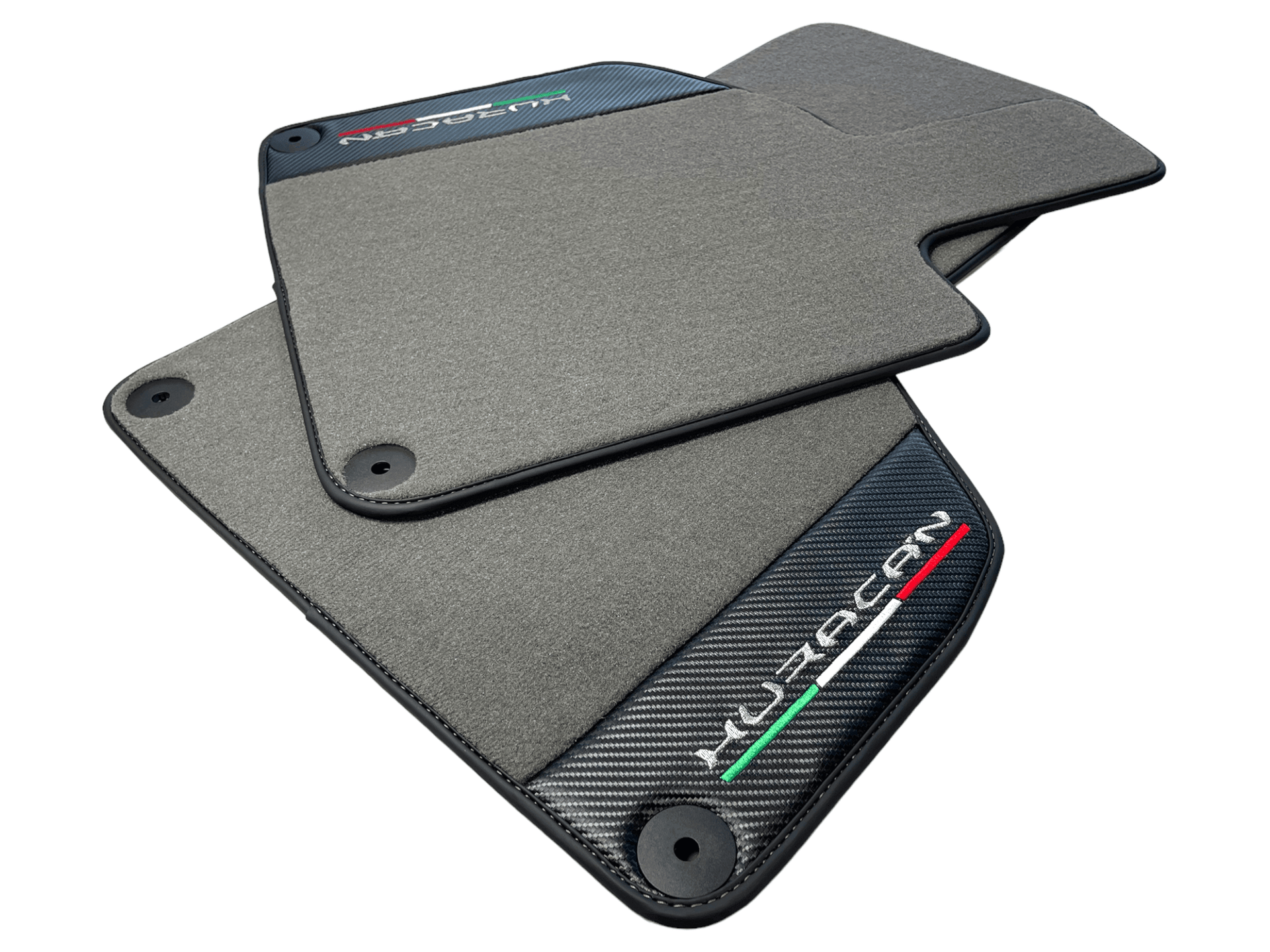 Gray Floor Mats for Lamborghini Huracan With Carbon Fiber Leather - AutoWin