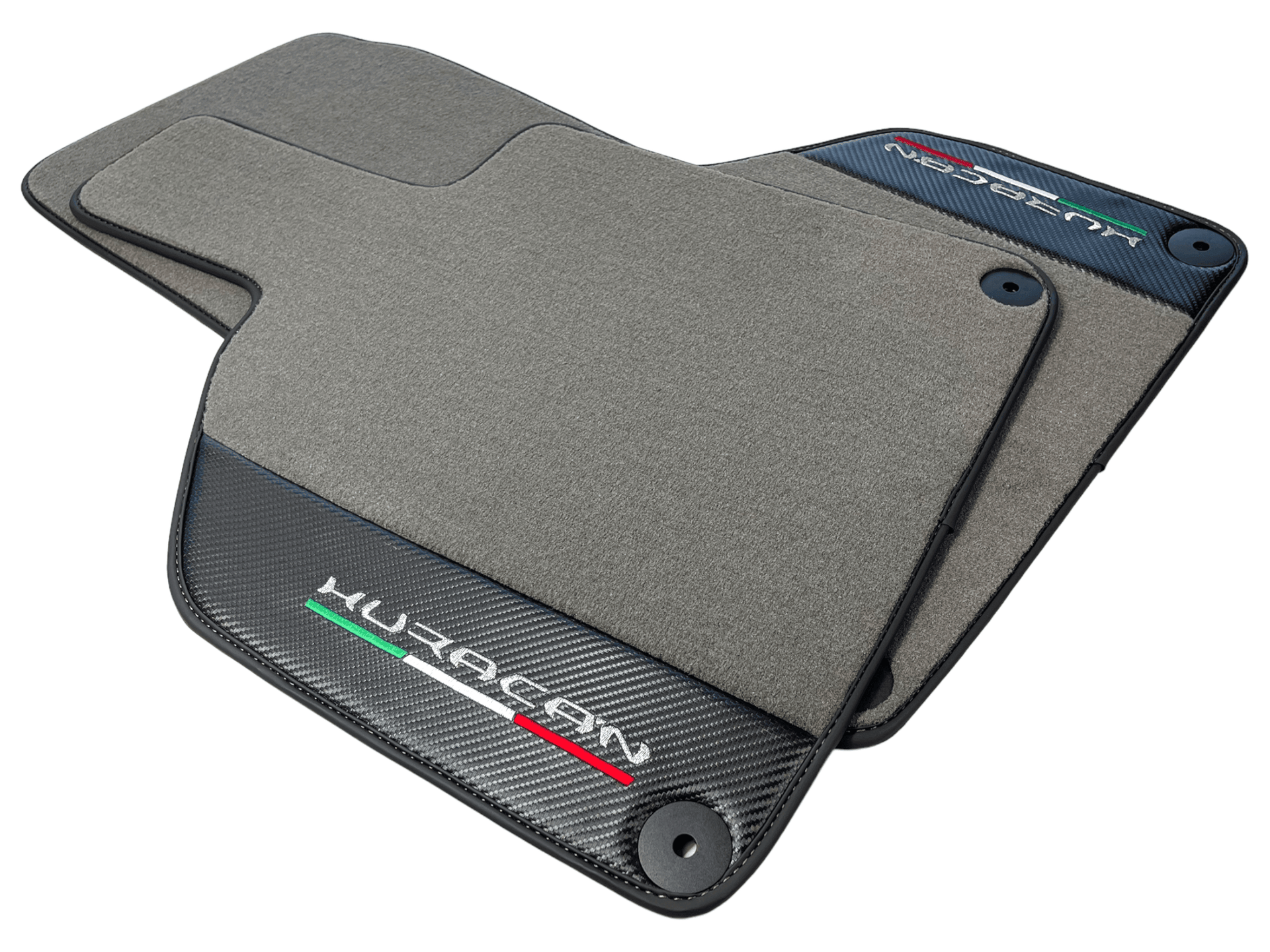 Gray Floor Mats for Lamborghini Huracan With Carbon Fiber Leather - AutoWin