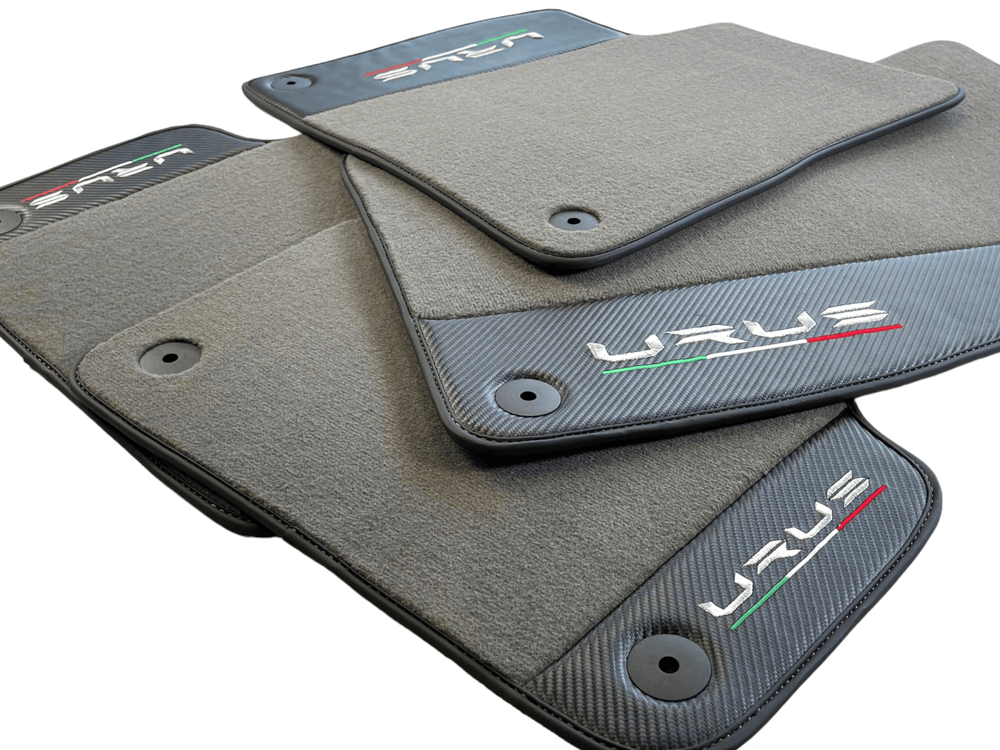 Gray Floor Mats For Lamborghini Urus With Carbon Leather - AutoWin