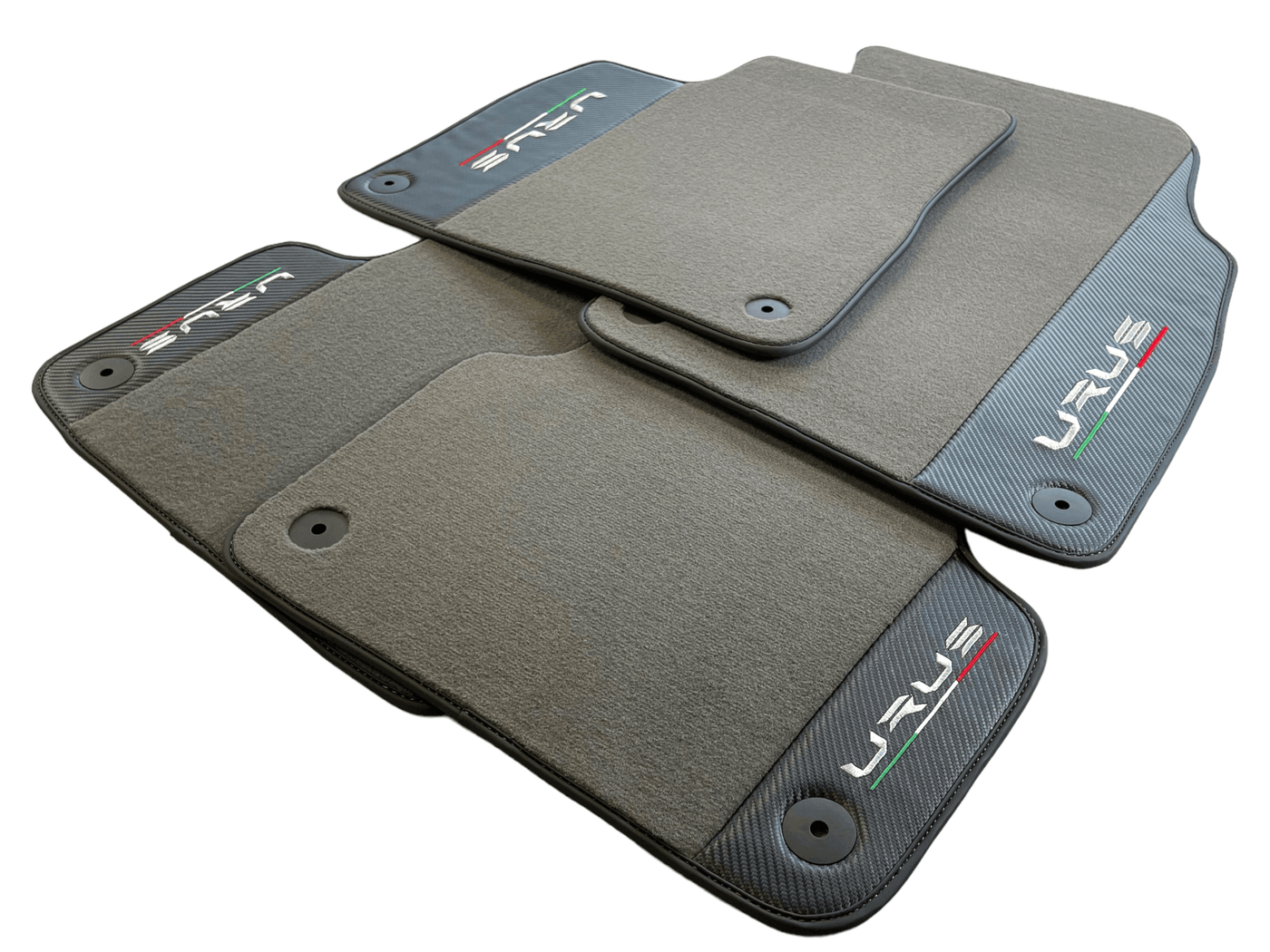 Gray Floor Mats For Lamborghini Urus With Carbon Leather - AutoWin