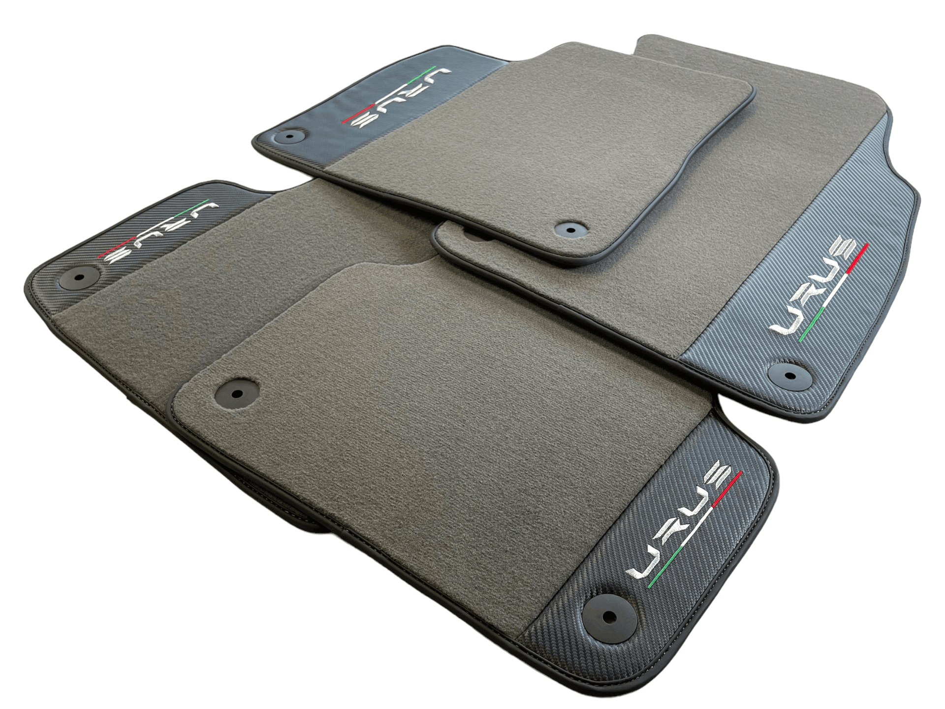 Gray Floor Mats For Lamborghini Urus With Carbon Leather - AutoWin