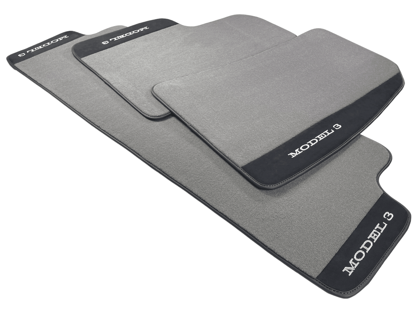 Gray Floor Mats For Tesla Model 3 With Alcantara Leather - AutoWin