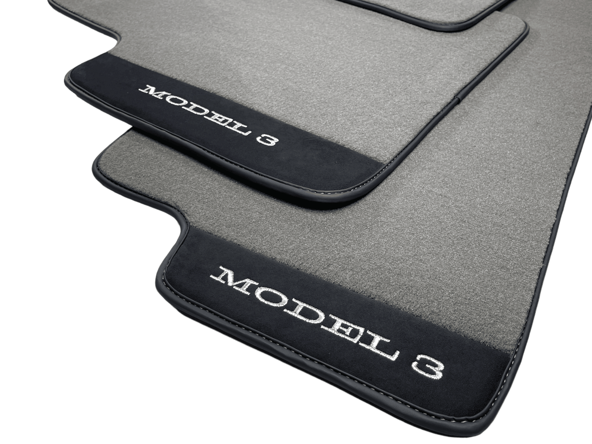 Gray Floor Mats For Tesla Model 3 With Alcantara Leather - AutoWin
