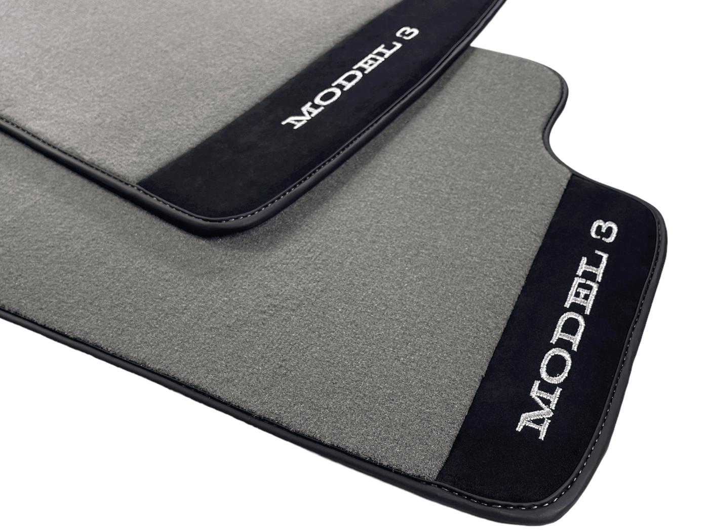 Gray Floor Mats For Tesla Model 3 With Alcantara Leather - AutoWin