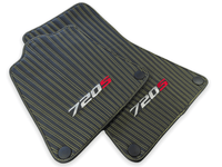 Leather Floor Mats For McLaren 720S Black Tailored Yellow Sewing - AutoWin