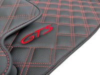 Leather Floor Mats for Porsche Cayenne GTS 2018-2023 Red Sewing - AutoWin