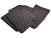 Leather Floor Mats for Porsche Cayenne GTS 2018-2023 Red Sewing - AutoWin