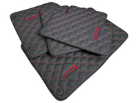 Leather Floor Mats for Porsche Cayenne GTS 2018-2023 Red Sewing - AutoWin