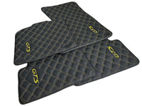 Leather Floor Mats for Porsche Cayenne GTS 2018-2023 Yellow Sewing - AutoWin