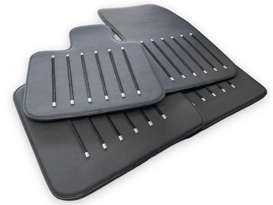 Leather Floor Mats For Rolls Royce Black Badge Cullinan Rr31 2018-2023 Black - AutoWin
