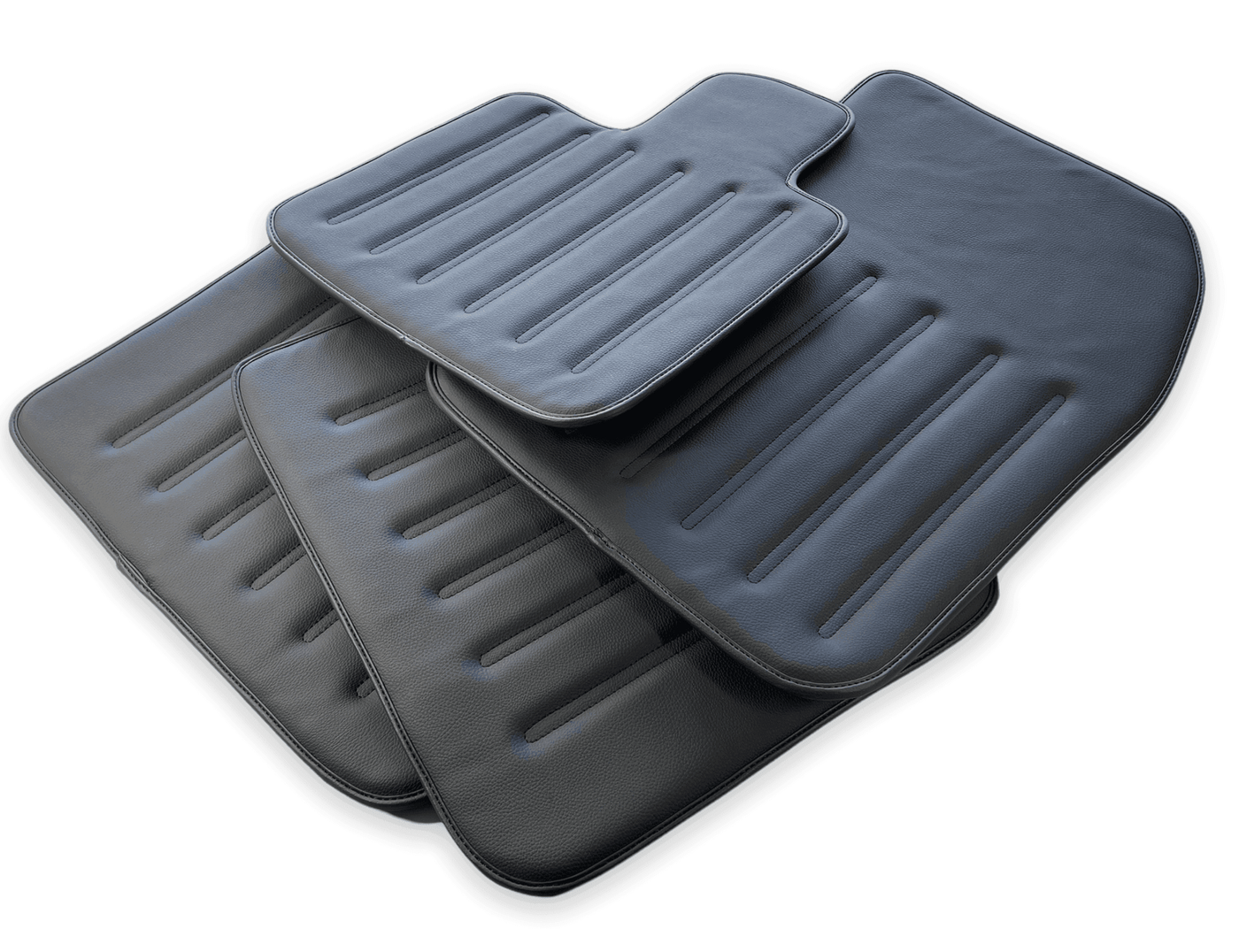 Leather Floor Mats For Rolls Royce Black Badge Ghost Series II (2021-2024) Black - AutoWin