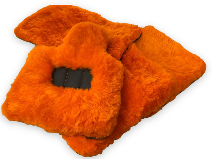 Orange Sheepskin Floor Mats For Bentley Flying Spur (2013-2019) Er56 Design Brand - AutoWin