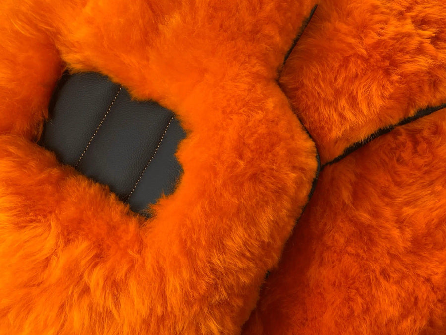 Orange Sheepskin Floor Mats For Bentley Flying Spur (2013-2019) Er56 Design Brand - AutoWin