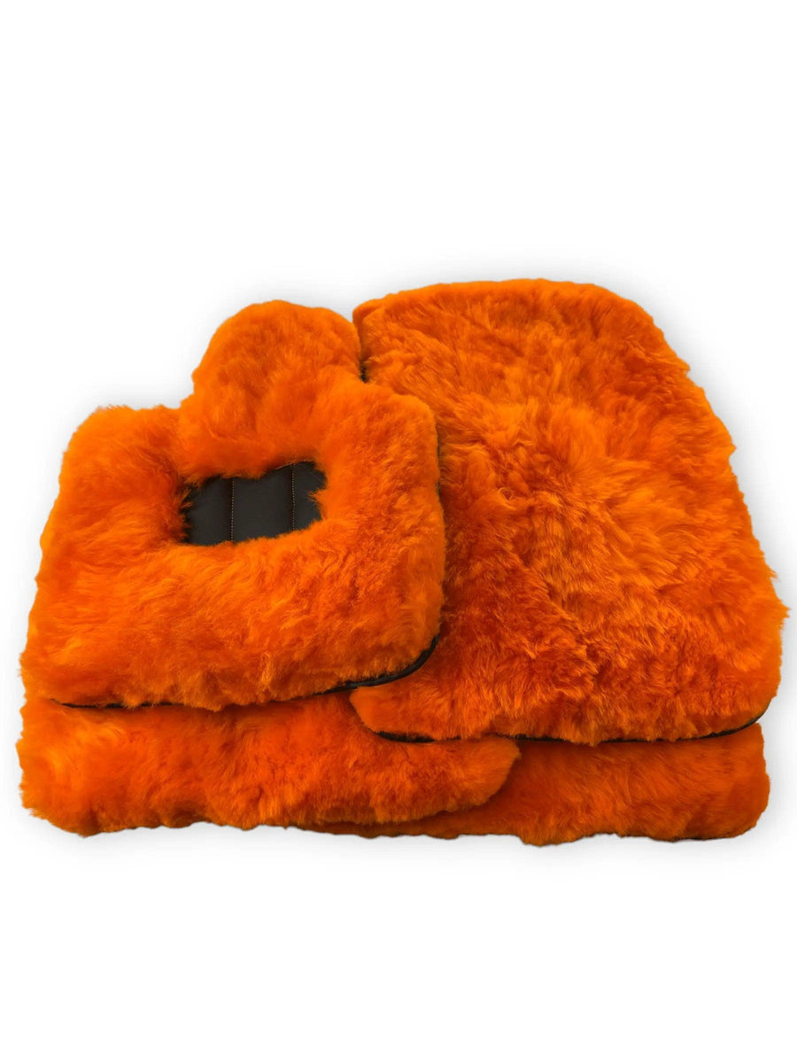Orange Sheepskin Floor Mats For Bentley Mulsanne (2010-2020) Er56 Design Brand - AutoWin