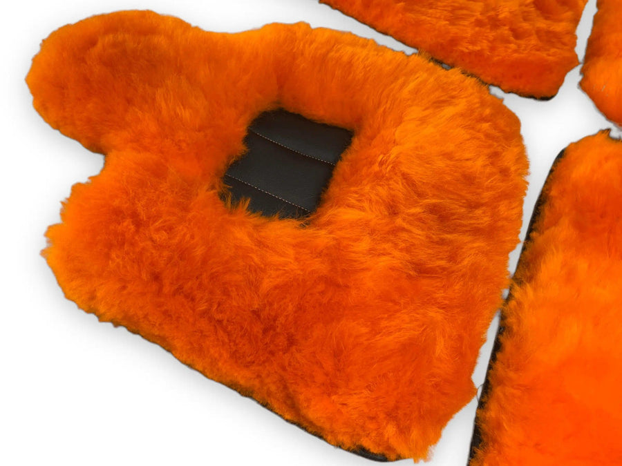 Orange Sheepskin Floor Mats For Bentley Mulsanne (2010-2020) Er56 Design Brand - AutoWin