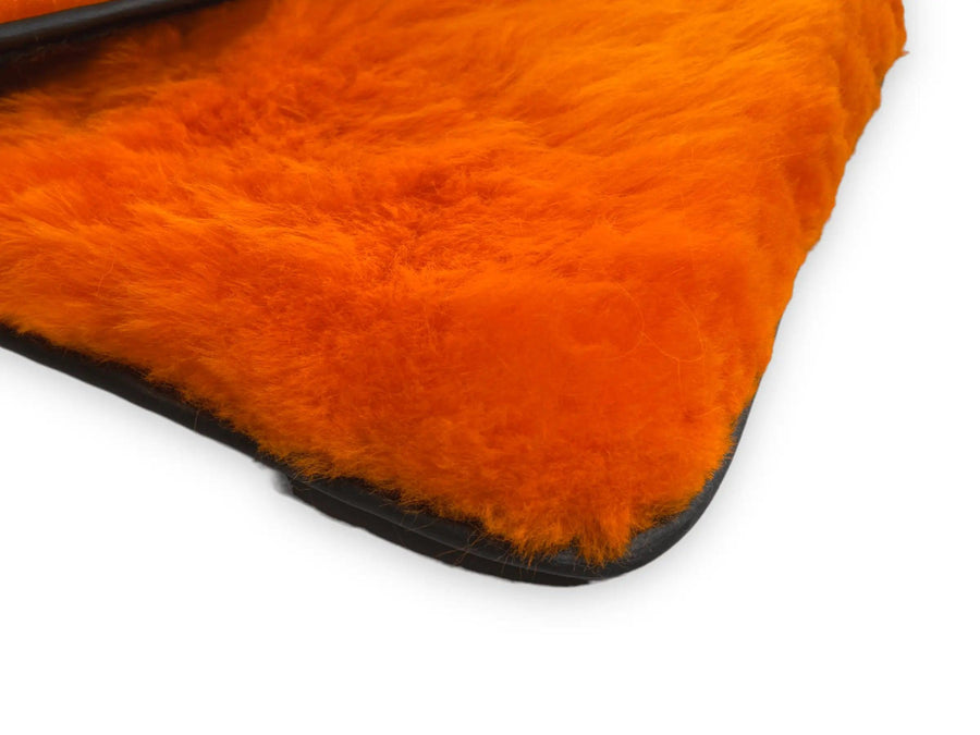 Orange Sheepskin Floor Mats For Bentley Mulsanne (2010-2020) Er56 Design Brand - AutoWin