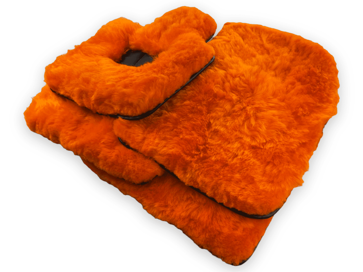 Orange Sheepskin Floor Mats For Rolls Royce Ghost Series II (2021-2024) ER56 Design Brand - AutoWin