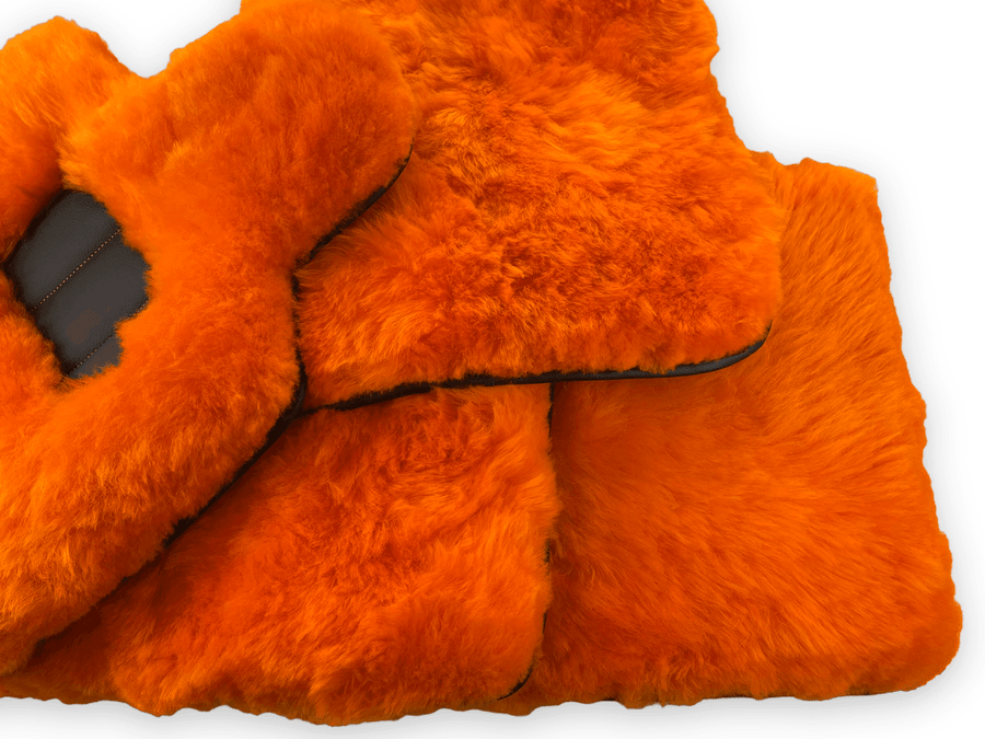 Orange Sheepskin Floor Mats For Rolls Royce Shadow 1965-1977 Er56 Design Brand - AutoWin