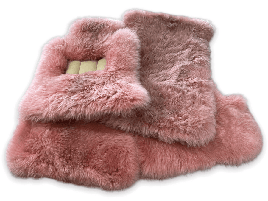 Pink Sheepskin Floor Mats for Rolls Royce Phantom VIII (2017-2024) ER56 Design Brand - AutoWin