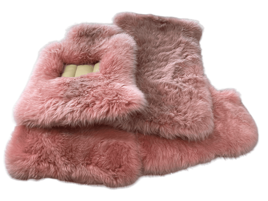 Pink Sheepskin Floor Mats For Rolls Royce Shadow 1965-1977 Er56 Design Brand - AutoWin