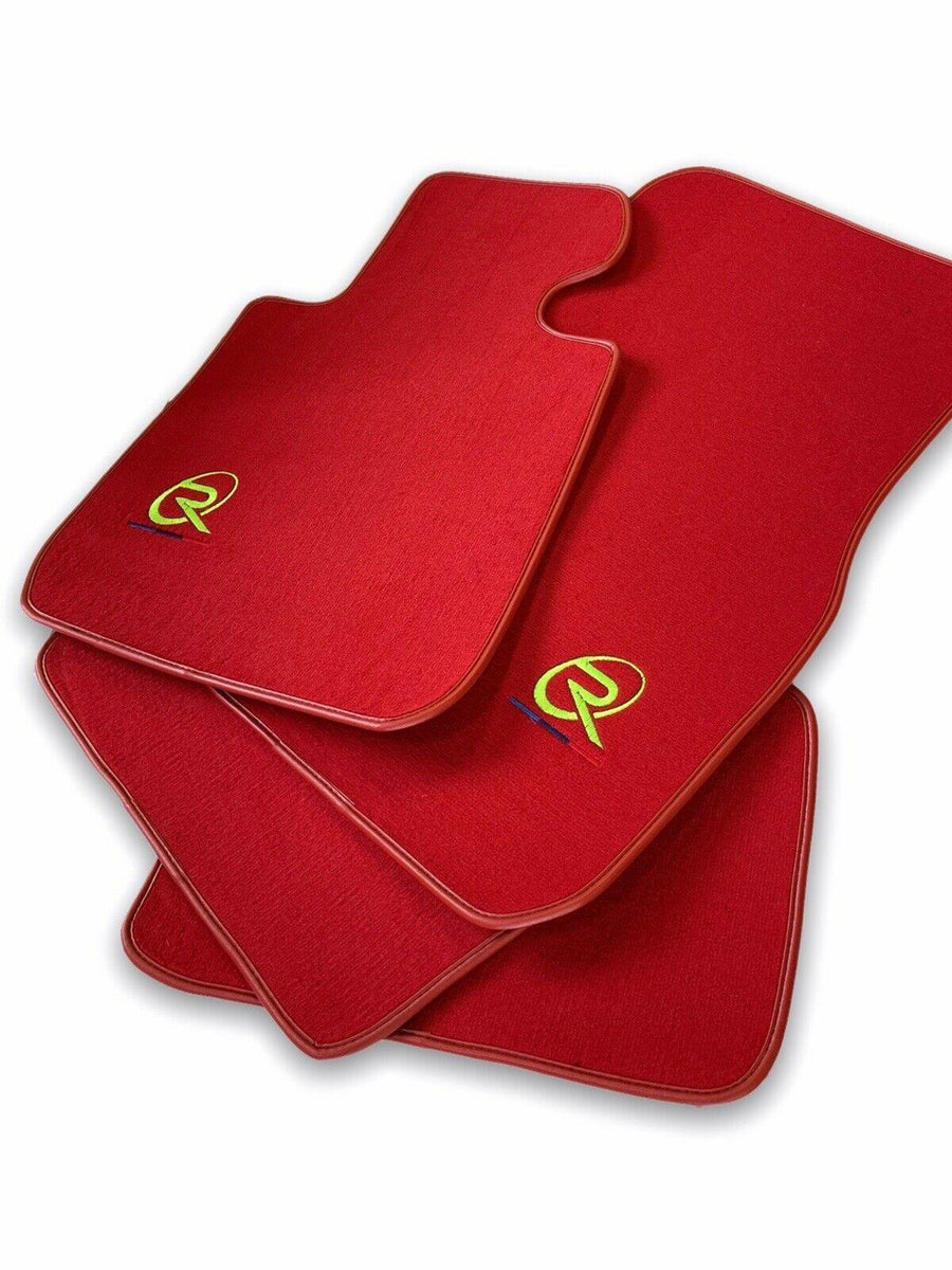 Red Floor Mats For BMW M5 E39 ROVBUT Brand Tailored Set Perfect Fit Green SNIP Collection - AutoWin