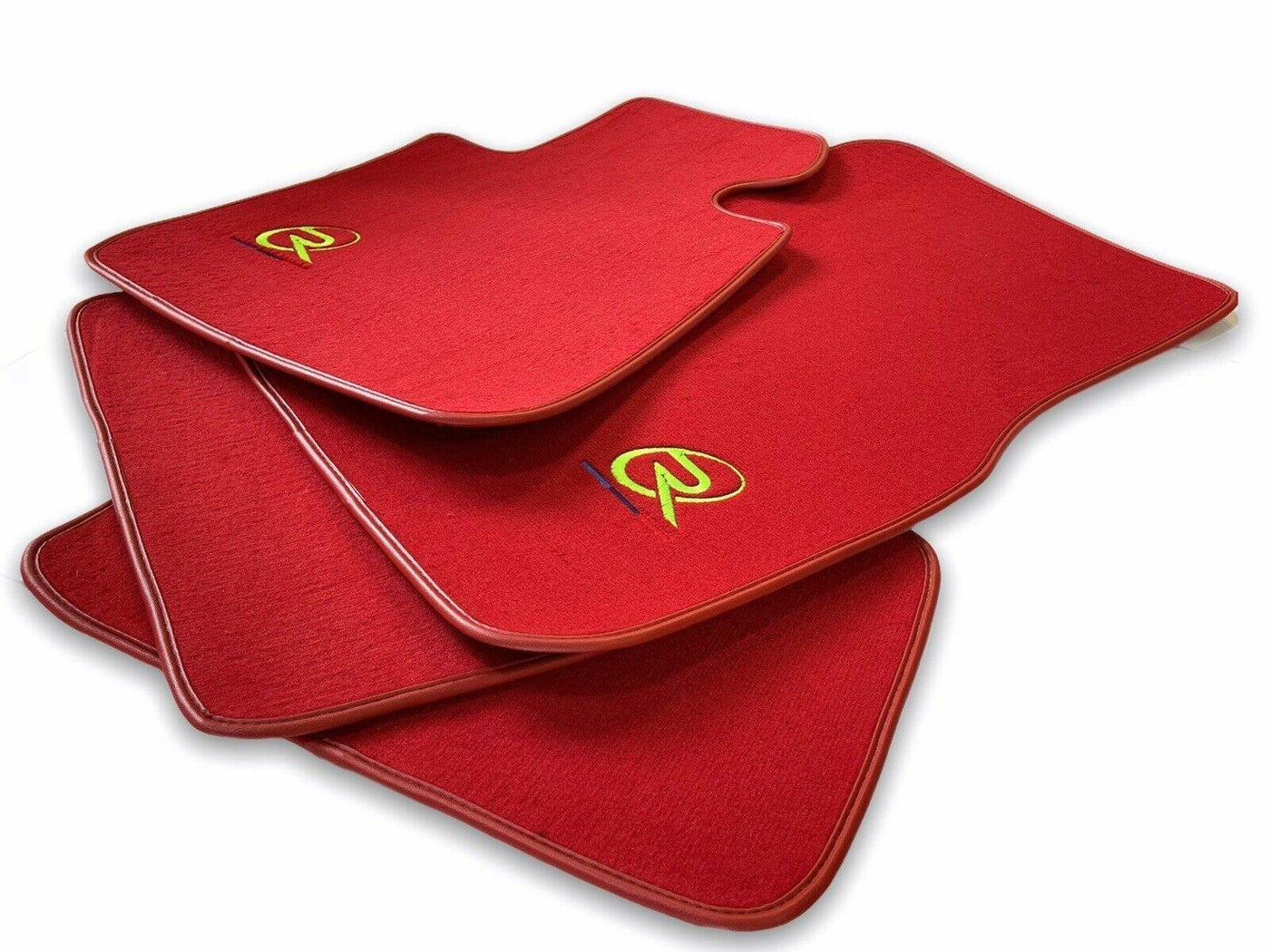 Red Floor Mats For BMW M6 E24 ROVBUT Brand Tailored Set Perfect Fit Green SNIP Collection - AutoWin