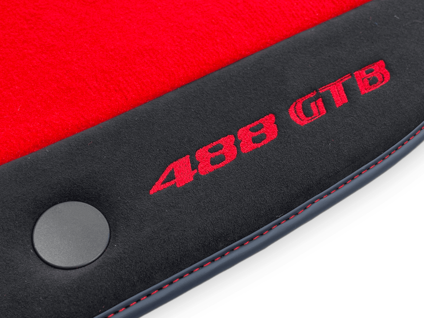 Red Floor Mats For Ferrari 488 GTB 2015-2022 Carpets With Alcantara Leather - AutoWin