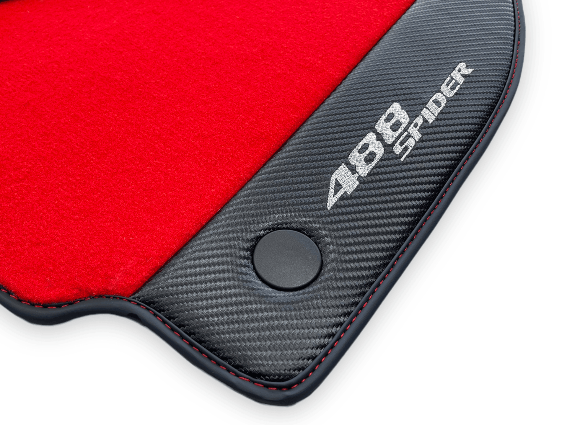 Red Floor Mats For Ferrari 488 Spider 2015-2022 Carbon Fiber - AutoWin