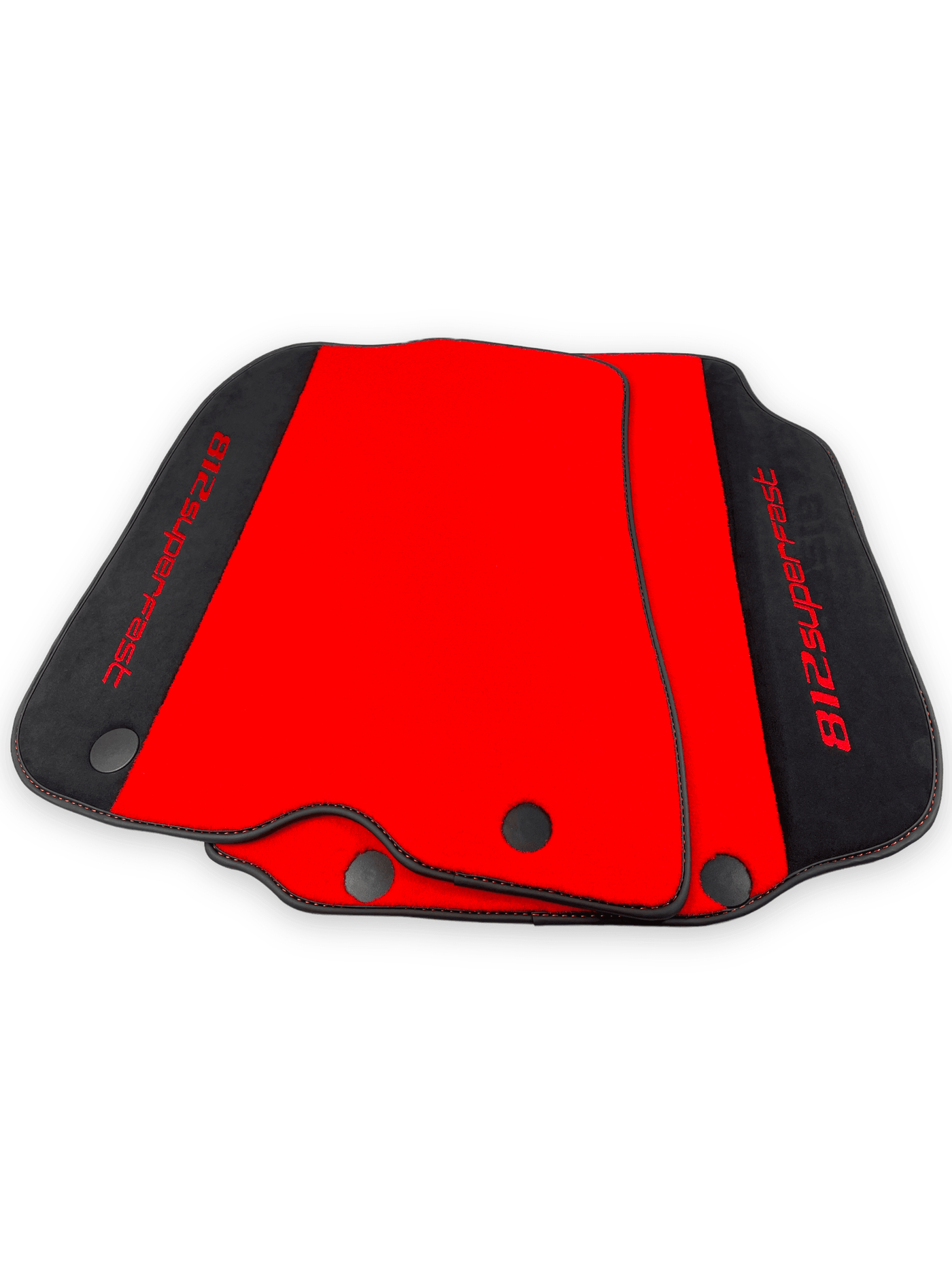Red Floor Mats For Ferrari 812 Superfast With Alcantara Leather - AutoWin