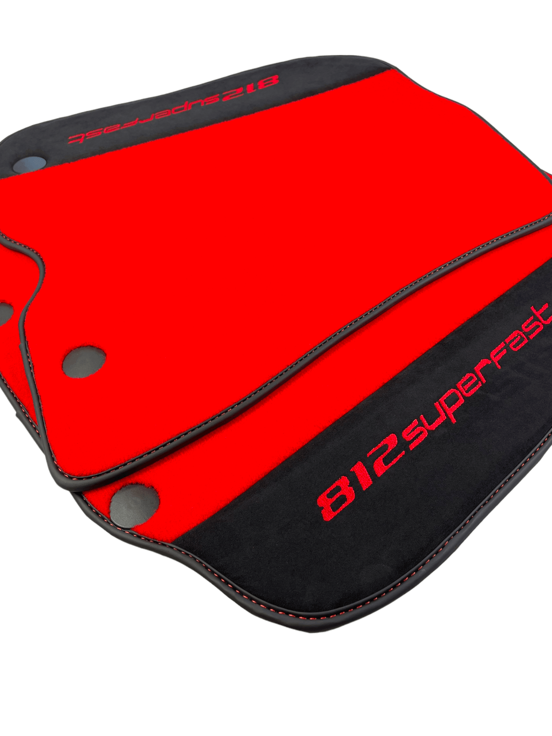 Red Floor Mats For Ferrari 812 Superfast With Alcantara Leather - AutoWin