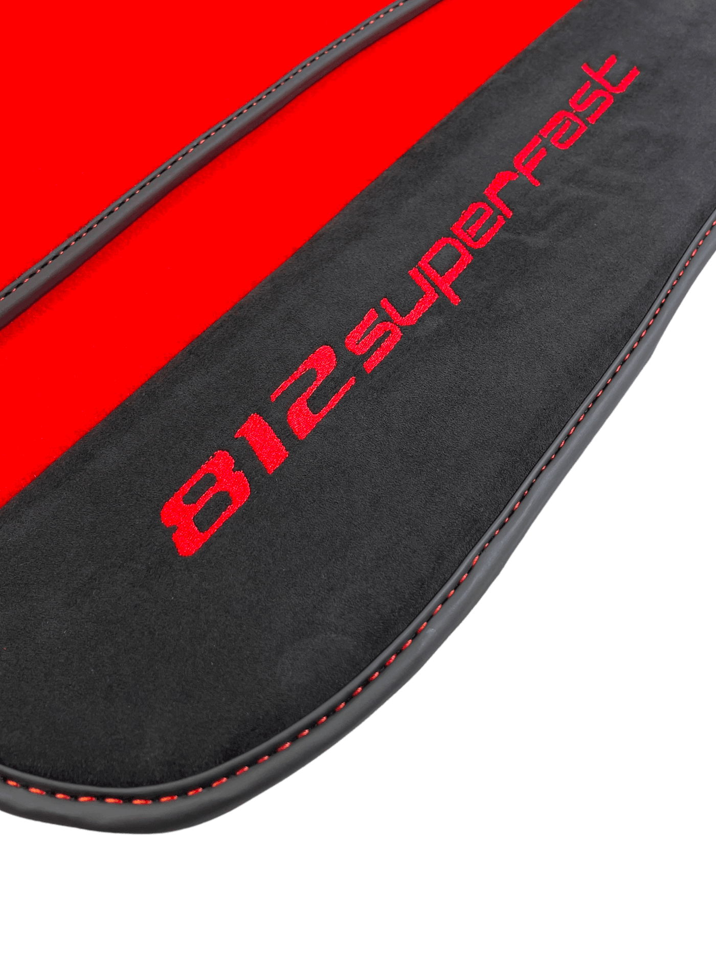 Red Floor Mats For Ferrari 812 Superfast With Alcantara Leather - AutoWin
