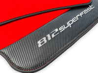 Red Floor Mats For Ferrari 812 Superfast With Carbon Fiber Leather - AutoWin