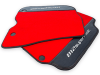 Red Floor Mats For Ferrari 812 Superfast With Carbon Fiber Leather - AutoWin