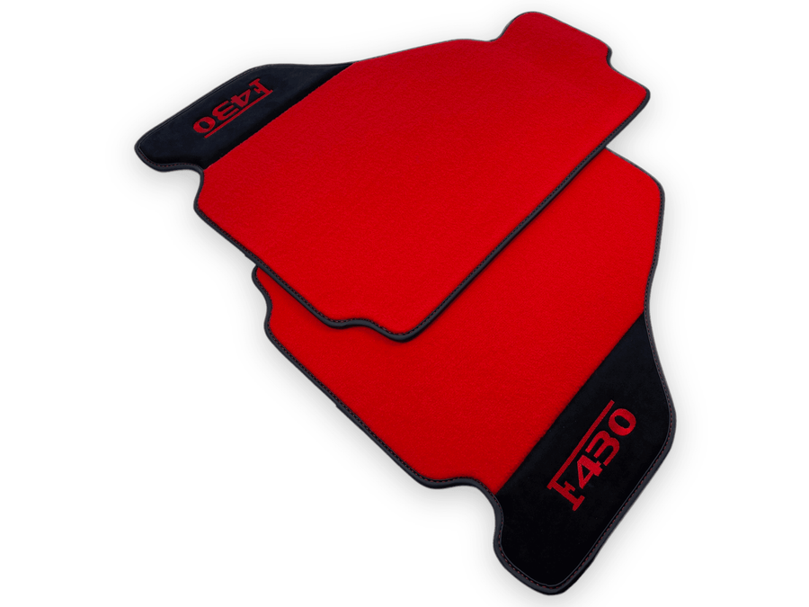 Red Floor Mats For Ferrari F430 2004-2009 With Alcantara Leather - AutoWin
