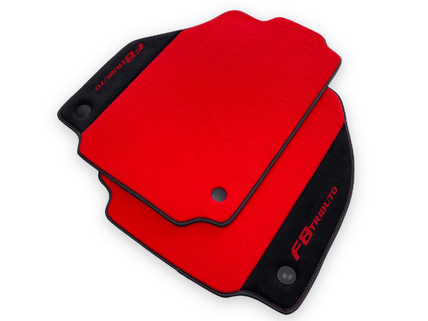 Red Floor Mats For Ferrari F8 Tributo 2019-2022 With Alcantara Leather - AutoWin