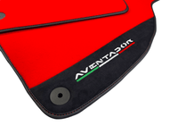 Red Floor Mats for Lamborghini Aventador With Alcantara Leather - AutoWin