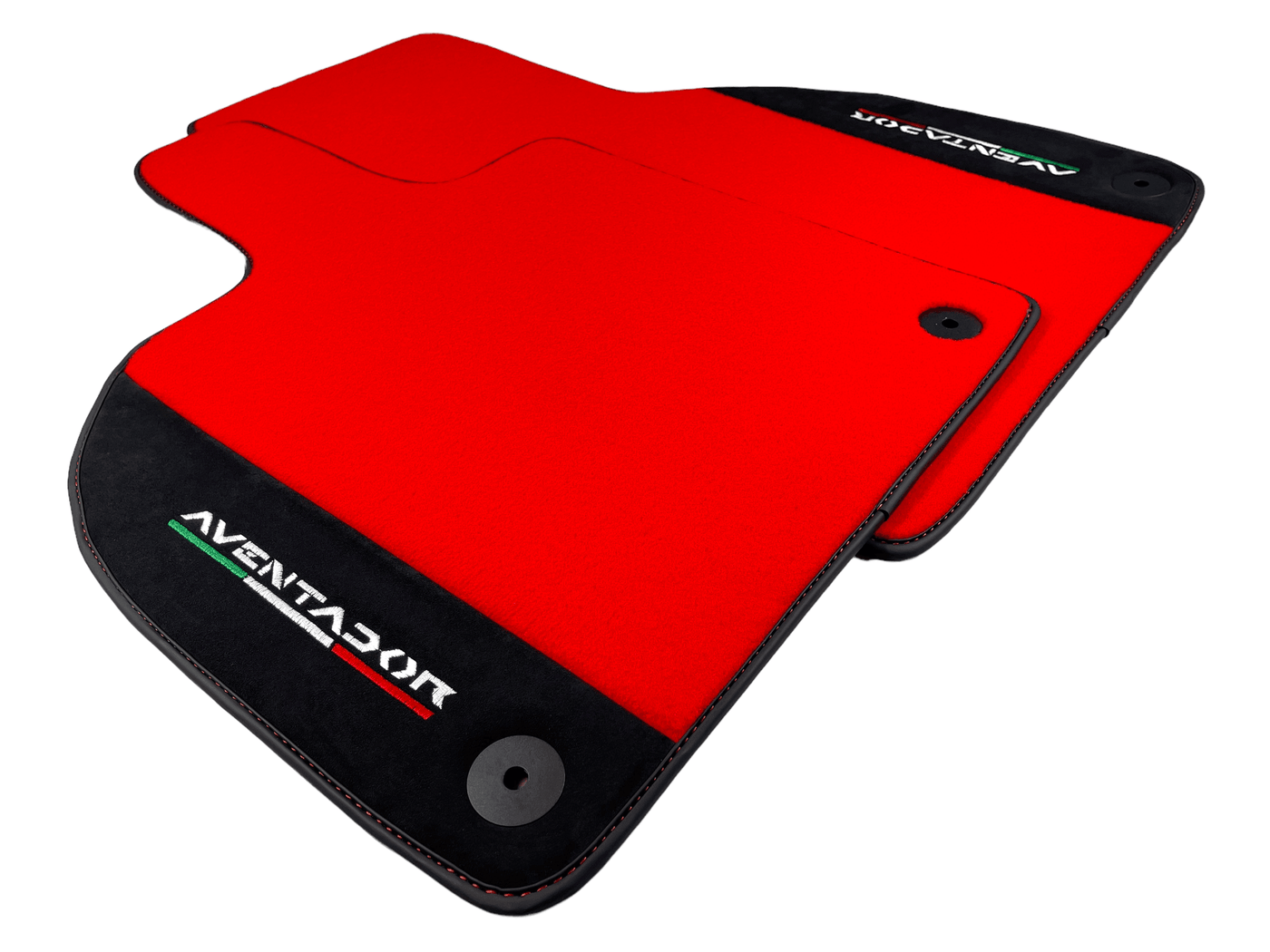 Red Floor Mats for Lamborghini Aventador With Alcantara Leather - AutoWin