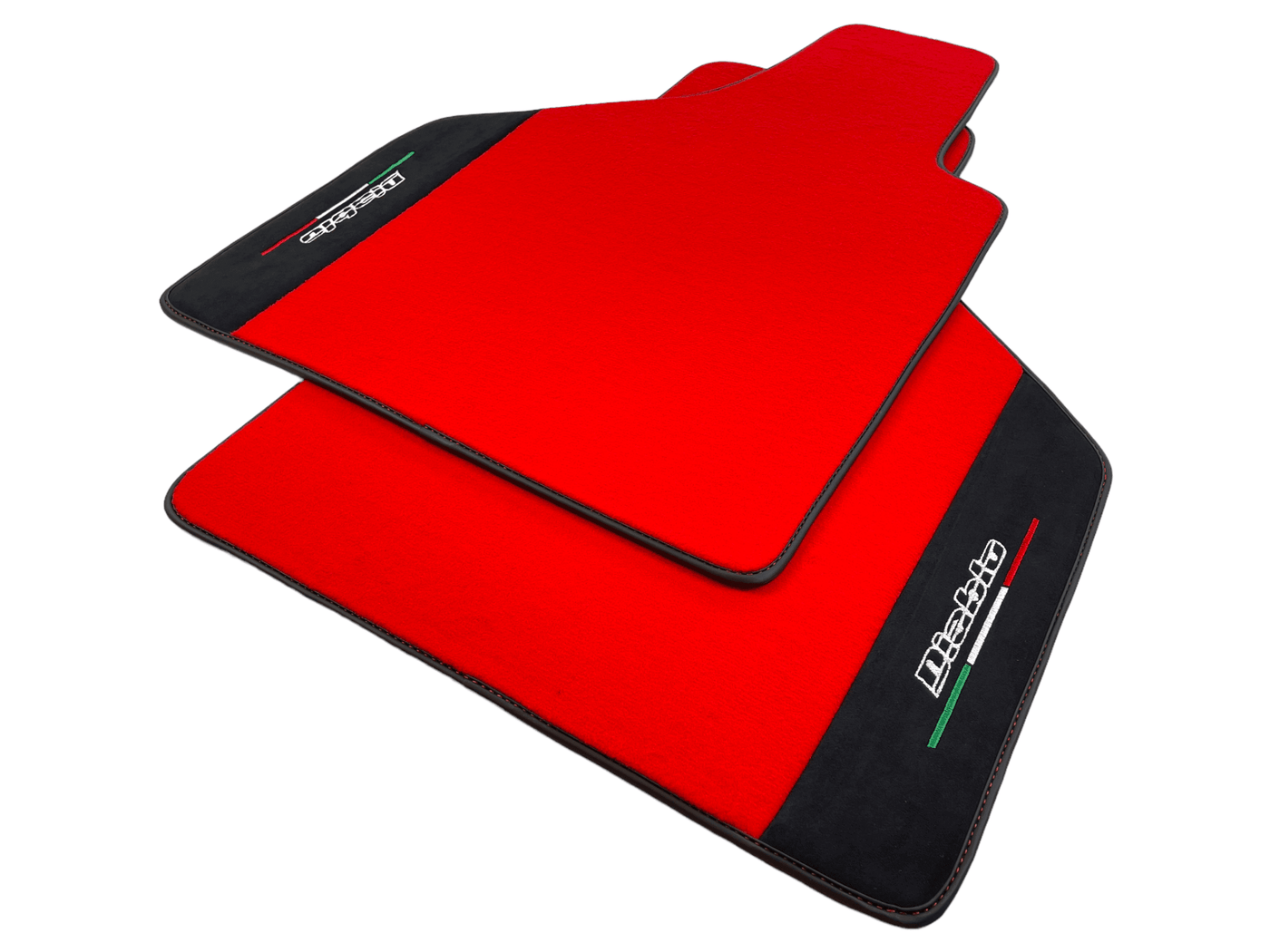 Red Floor Mats for Lamborghini Diablo 1990-2001 With Alcantara Leather - AutoWin
