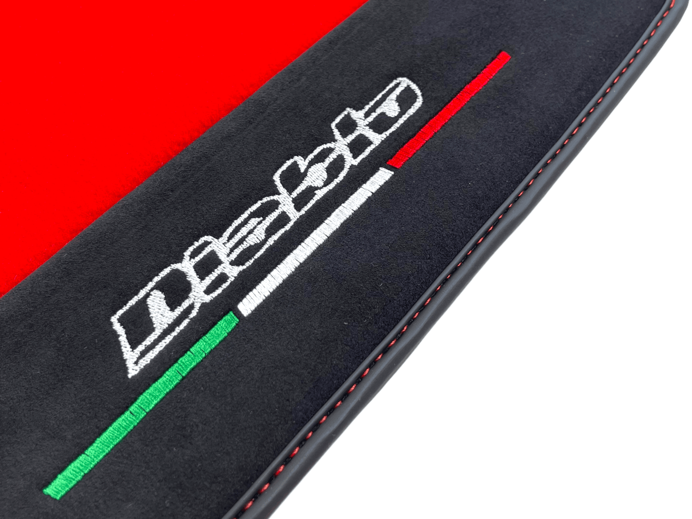 Red Floor Mats for Lamborghini Diablo 1990-2001 With Alcantara Leather - AutoWin