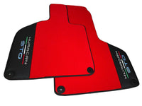 Red Floor Mats for Lamborghini Huracan STO With Black Leather Red Sewing - AutoWin