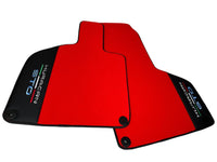 Red Floor Mats for Lamborghini Huracan STO With Black Leather Red Sewing - AutoWin