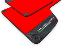 Red Floor Mats for Lamborghini Huracan With Carbon Fiber Leather - AutoWin