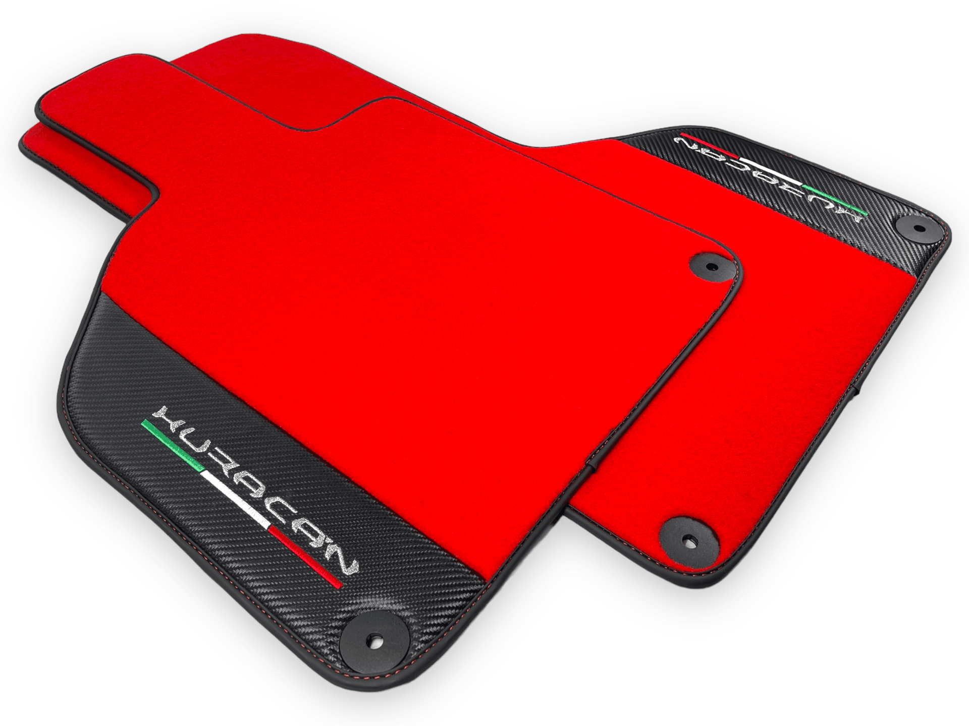 Red Floor Mats for Lamborghini Huracan With Carbon Fiber Leather - AutoWin