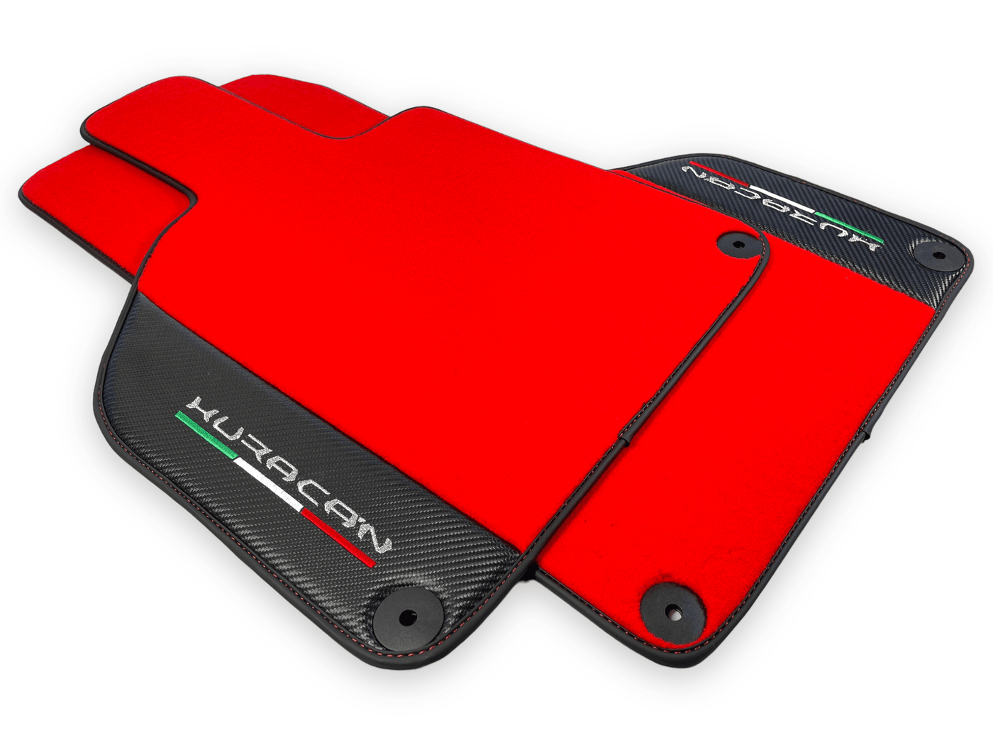 Red Floor Mats for Lamborghini Huracan With Carbon Fiber Leather - AutoWin