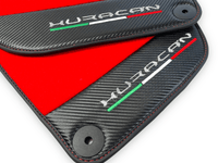Red Floor Mats for Lamborghini Huracan With Carbon Fiber Leather - AutoWin
