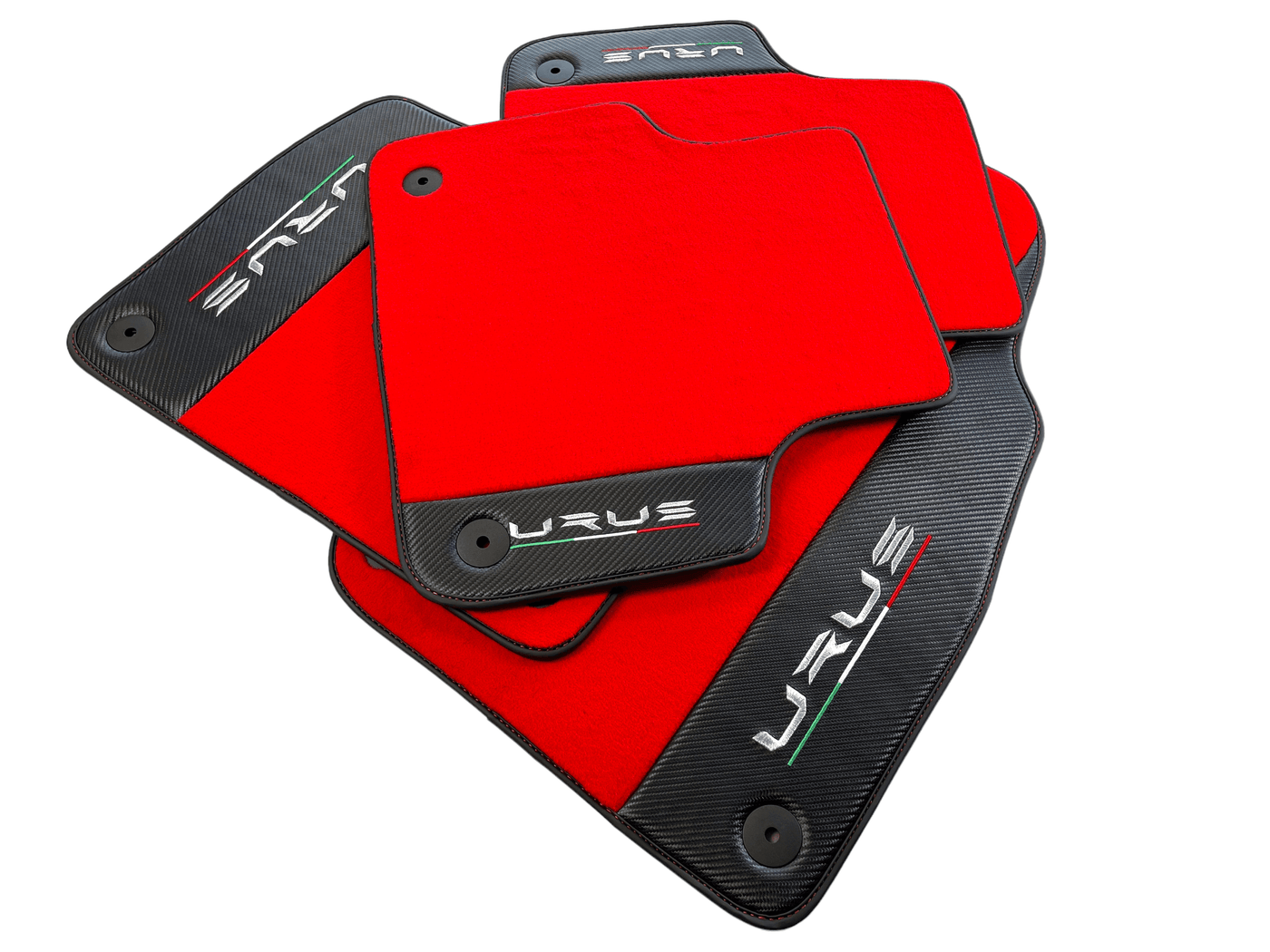 Red Floor Mats For Lamborghini Urus With Carbon Leather - AutoWin