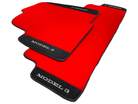 Red Floor Mats For Tesla Model 3 With Alcantara Leather - AutoWin