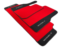 Red Floor Mats For Tesla Model Y With Alcantara Leather - AutoWin